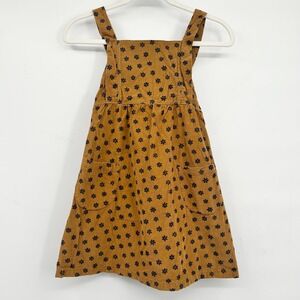 Mabo Girls Ochre Floral Corduroy Cottagecore Pinafore Jumper Dress Size 8/9